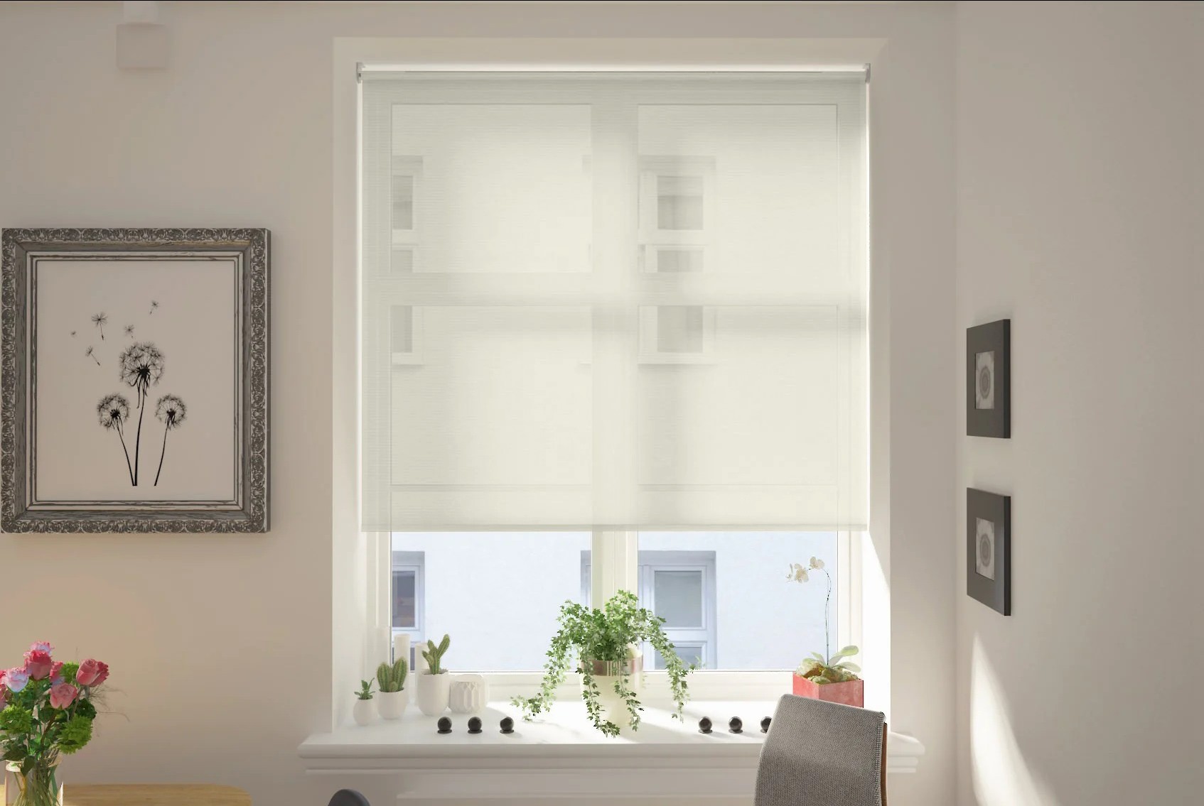 capri vanilla voile battery / solar roller blind