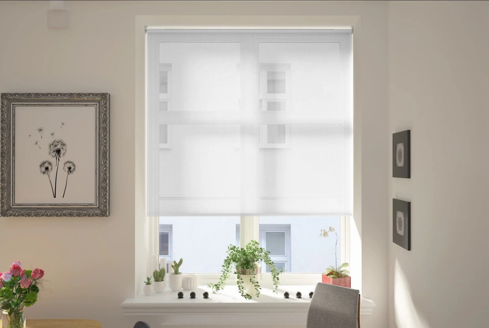 capri white voile premium xl blackout roller blind
