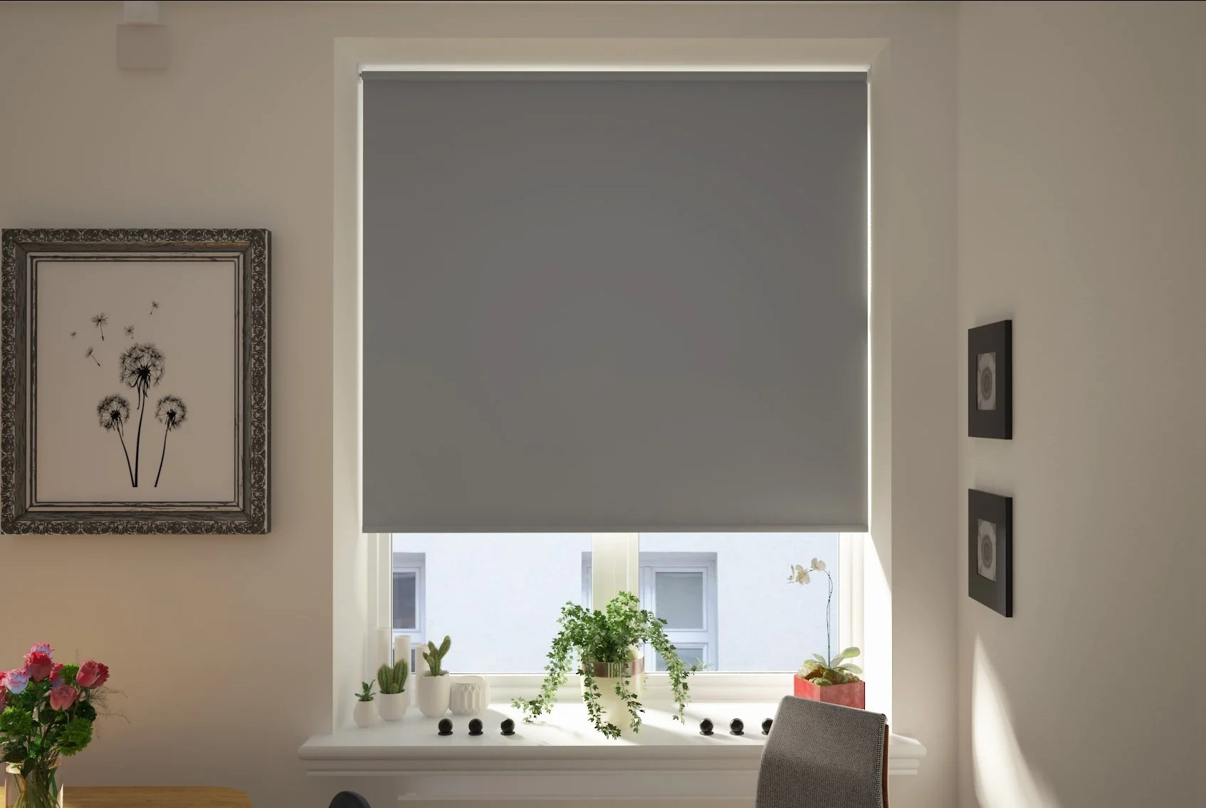 milano fossil grey blackout cordless roller blind