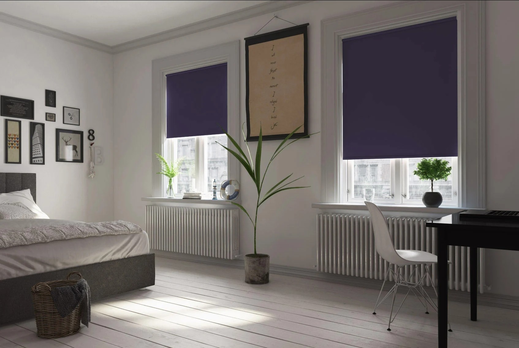 milano oxford blue blackout battery / solar roller blind