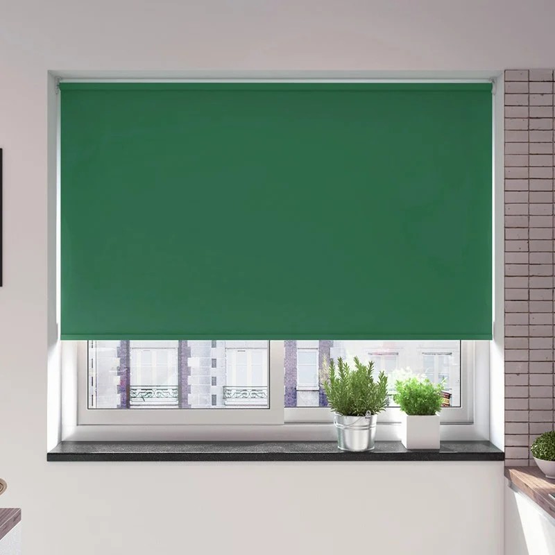 Milano Pine Green Blackout Battery / Solar Roller Blind
