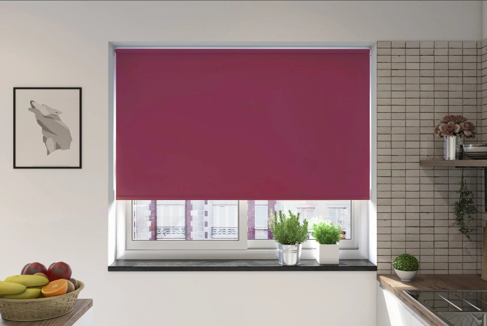 milano plum blackout battery / solar roller blind
