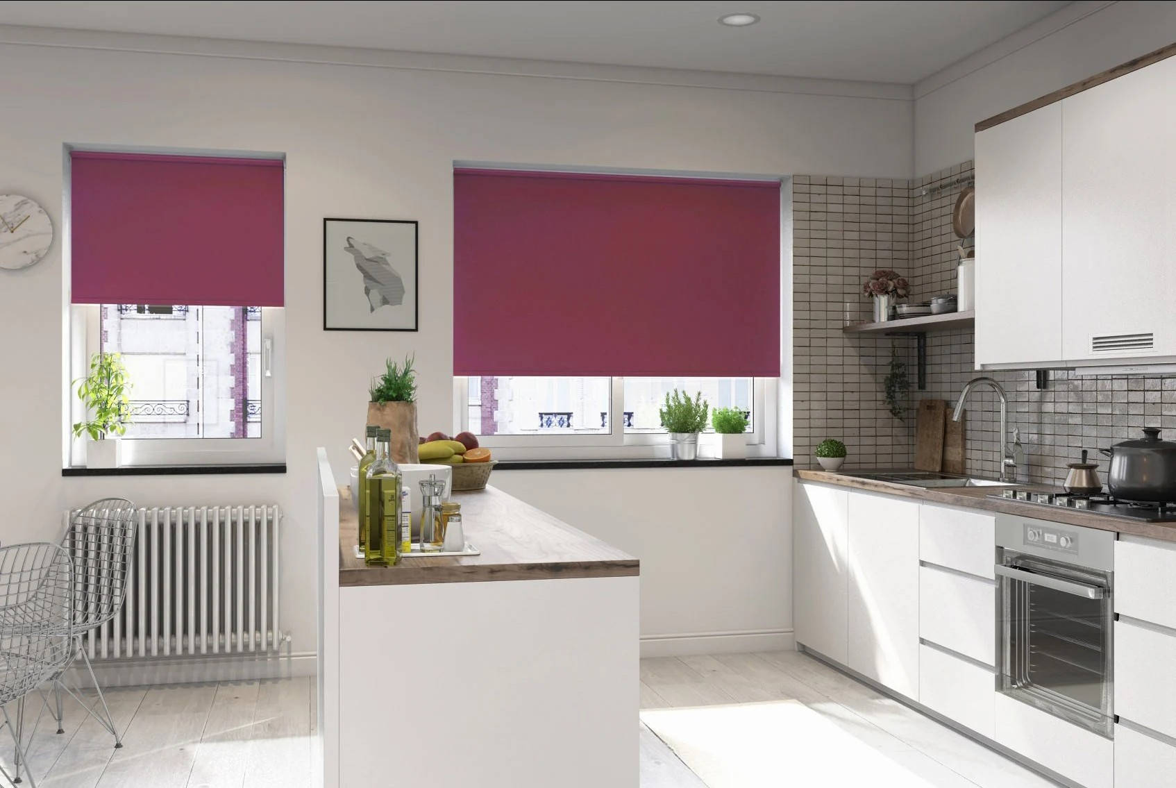 milano plum blackout battery / solar roller blind