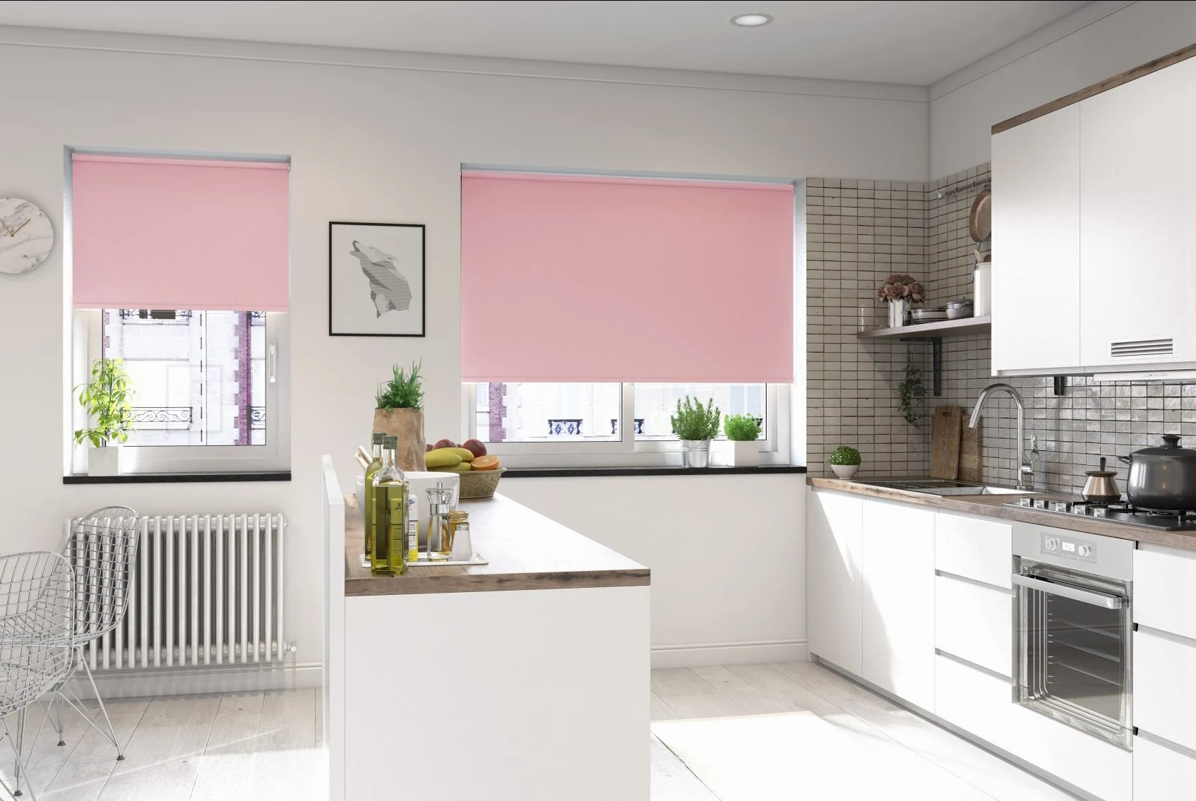 milano rose blackout cordless roller blind
