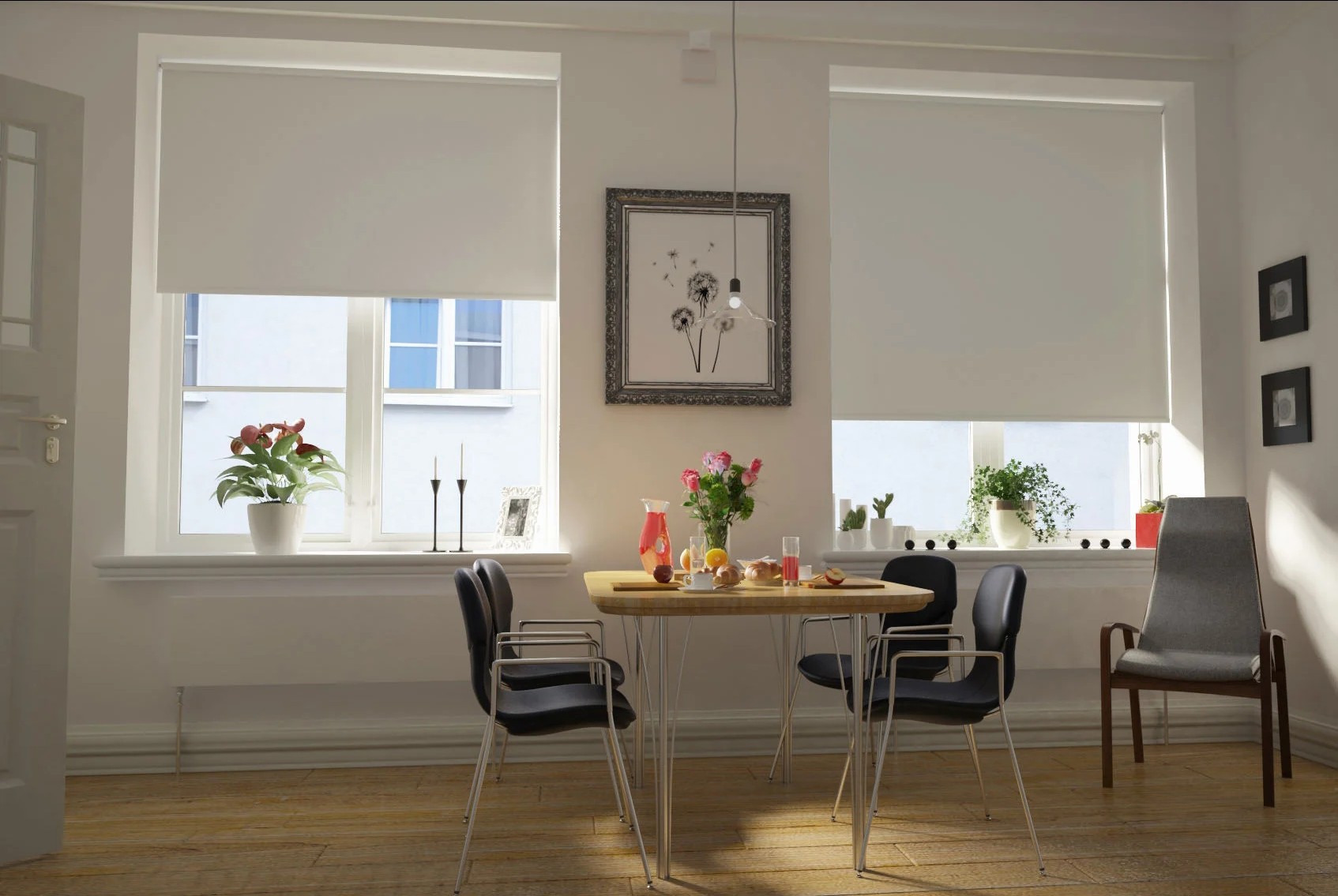 milano stone grey blackout battery / solar roller blind