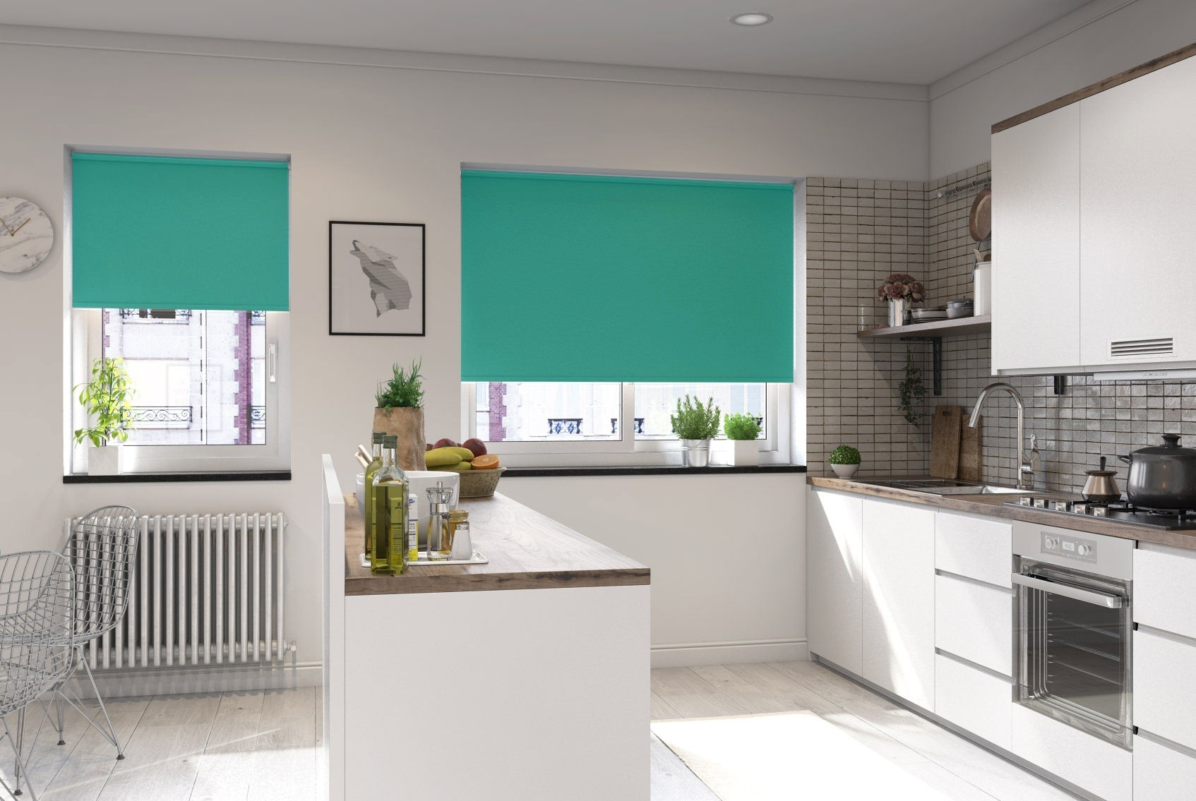 milano turquoise blackout roller blind