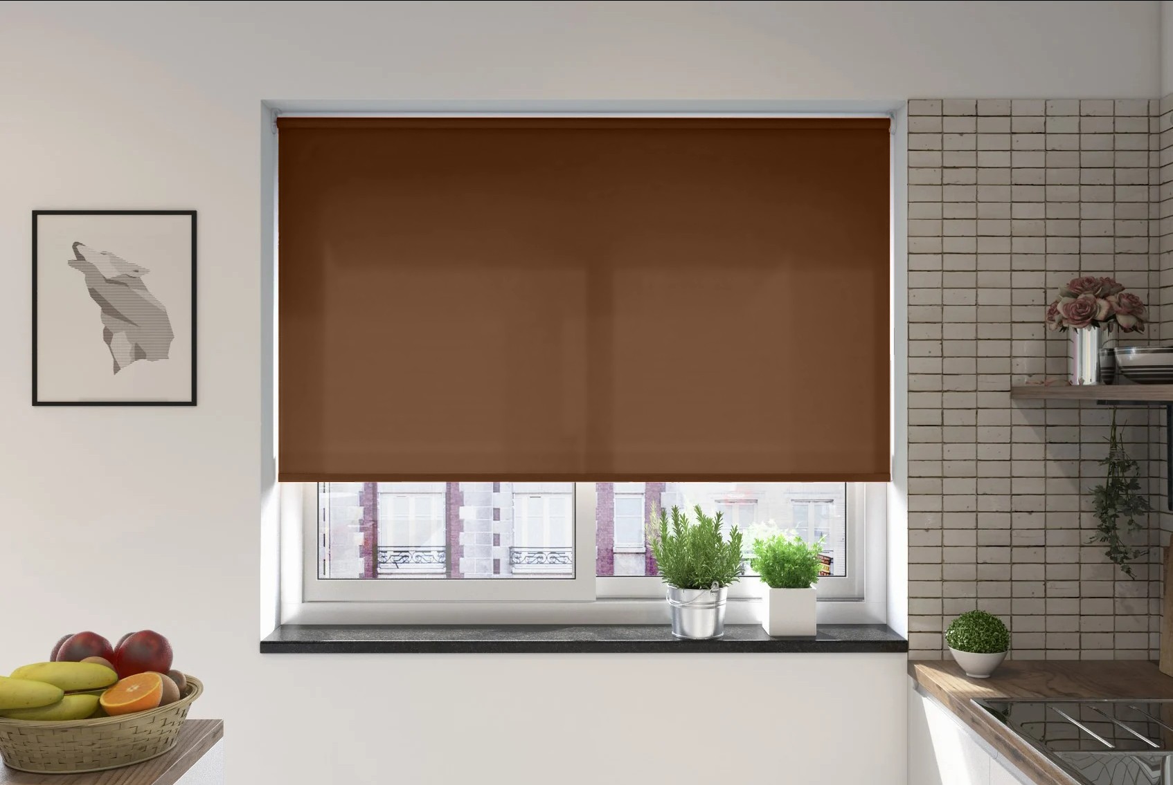 verona chocolate dimout cordless roller blind