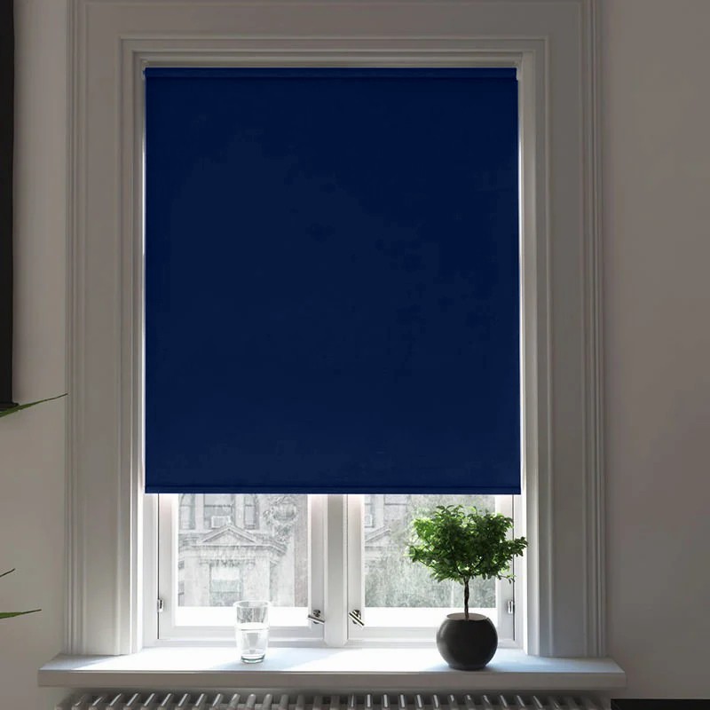 Verona Oxford Blue Dimout Battery / Solar Roller Blind