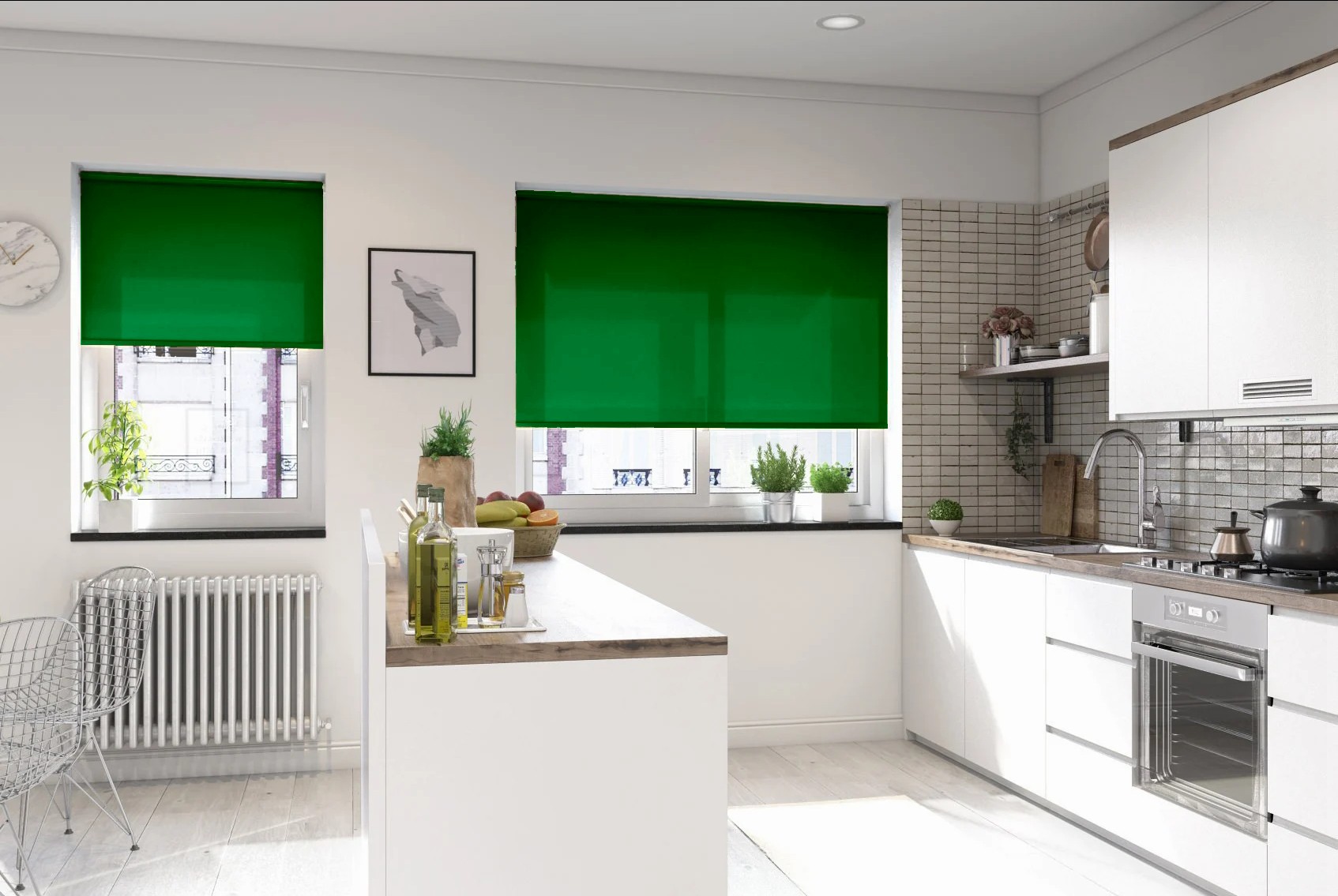 verona pine green dimout cordless roller blind