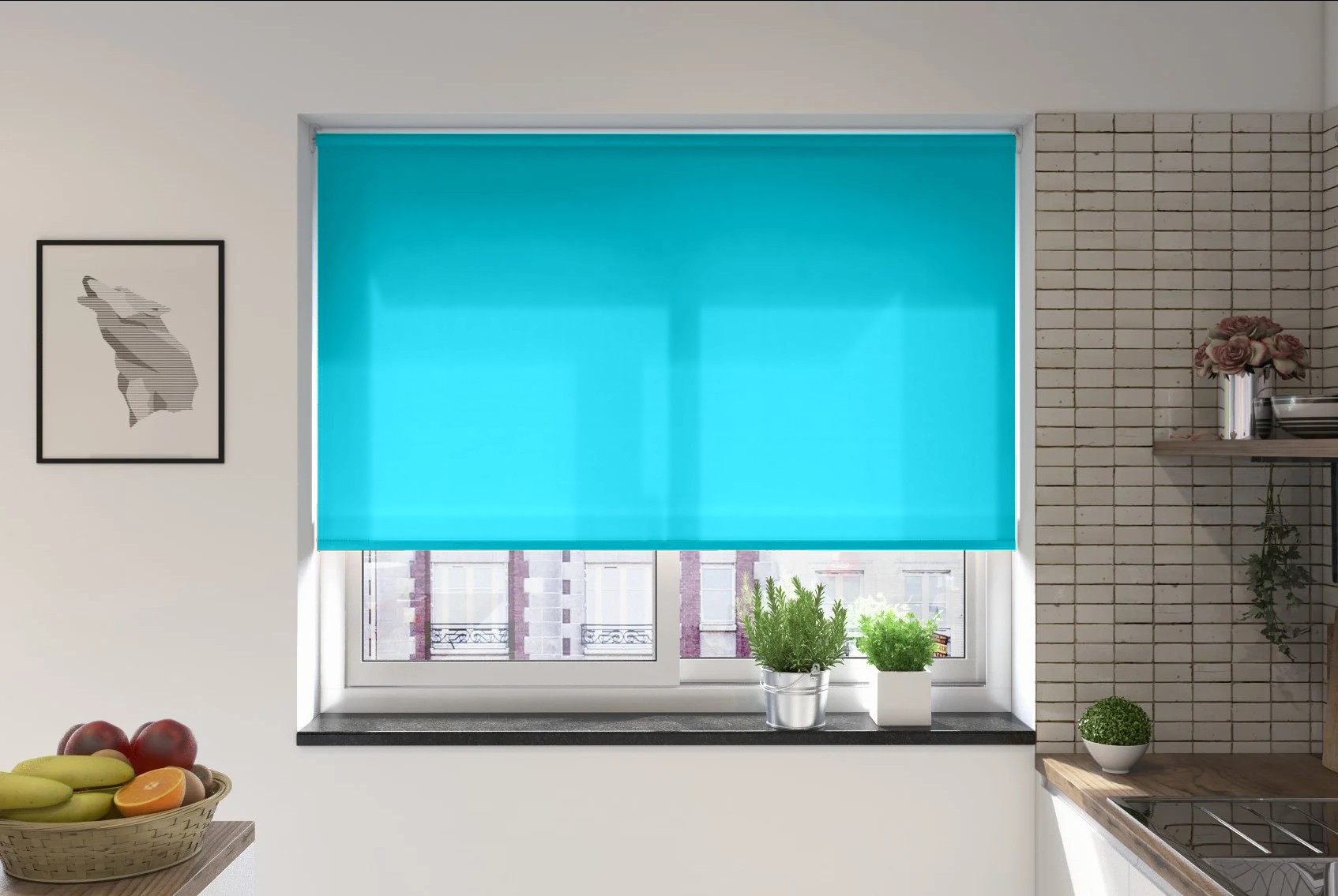 verona turquoise dimout cordless roller blind