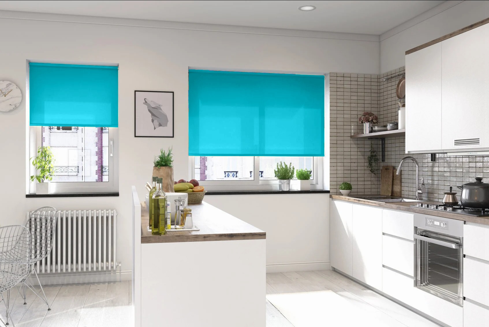 verona turquoise dimout cordless roller blind