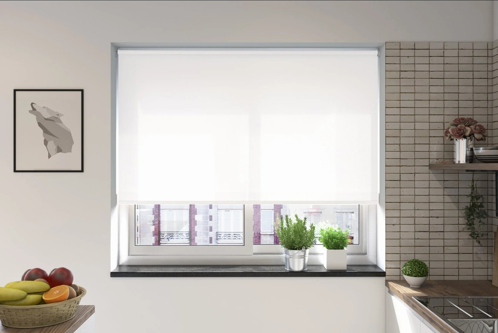 verona white dimout roller blind