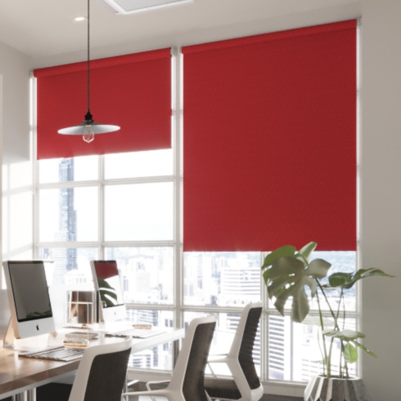 Commercial FR Reflect Scarlet Cordless Roller Blind