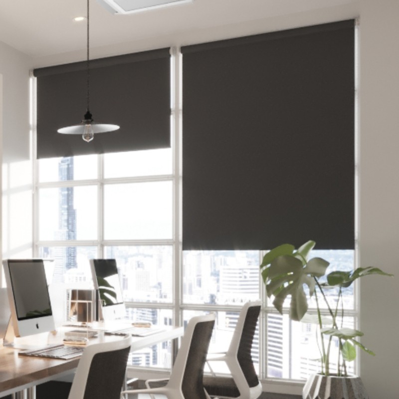 Commercial FR Reflect Slate Cordless Roller Blind