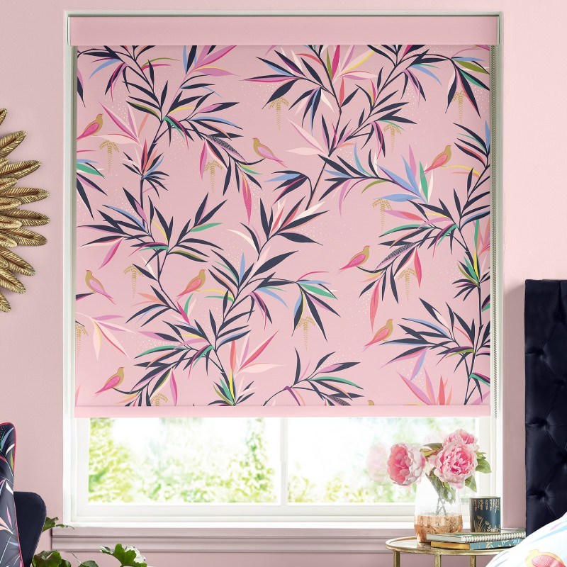 Sara Miller Bamboo Soft Pink Dimout Roller Blind