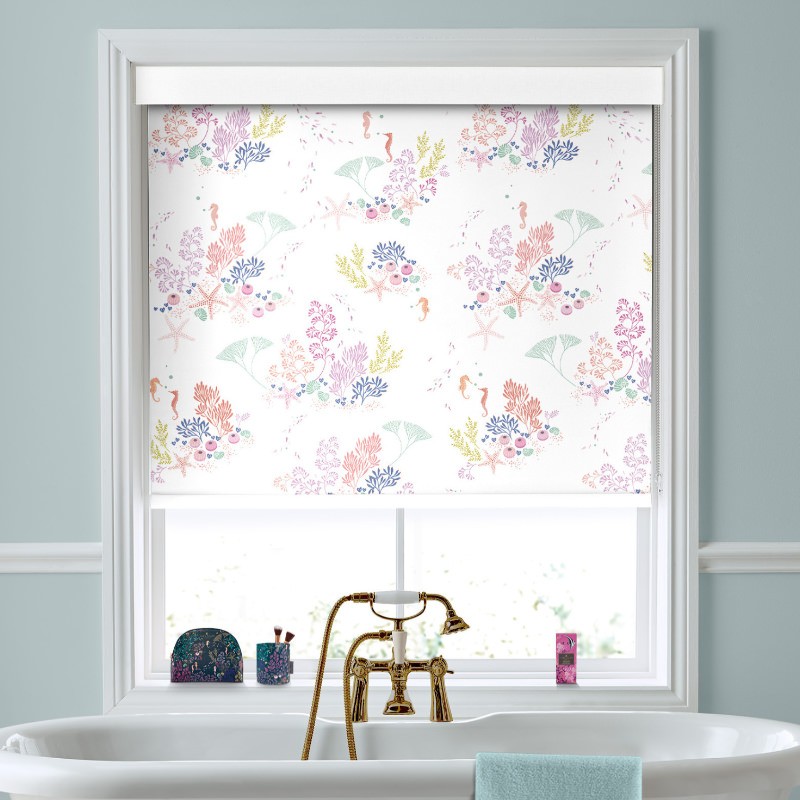 Sara Miller Underwater White Dimout Roller Blind