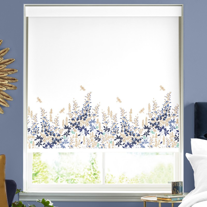 Sara Miller Wisteria White Dimout Roller Blind