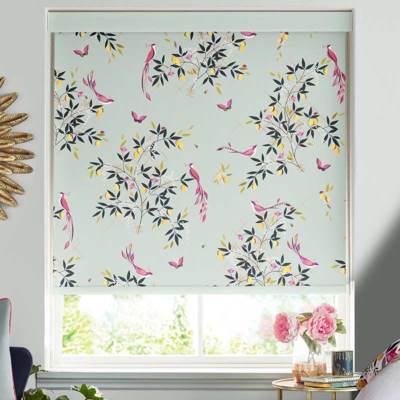 Sara Miller Birds & Trellis Duckegg Dimout Roller Blind