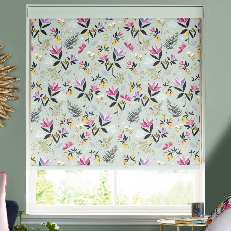 Sara Miller Orchard Floral Duckegg Dimout Roller Blind