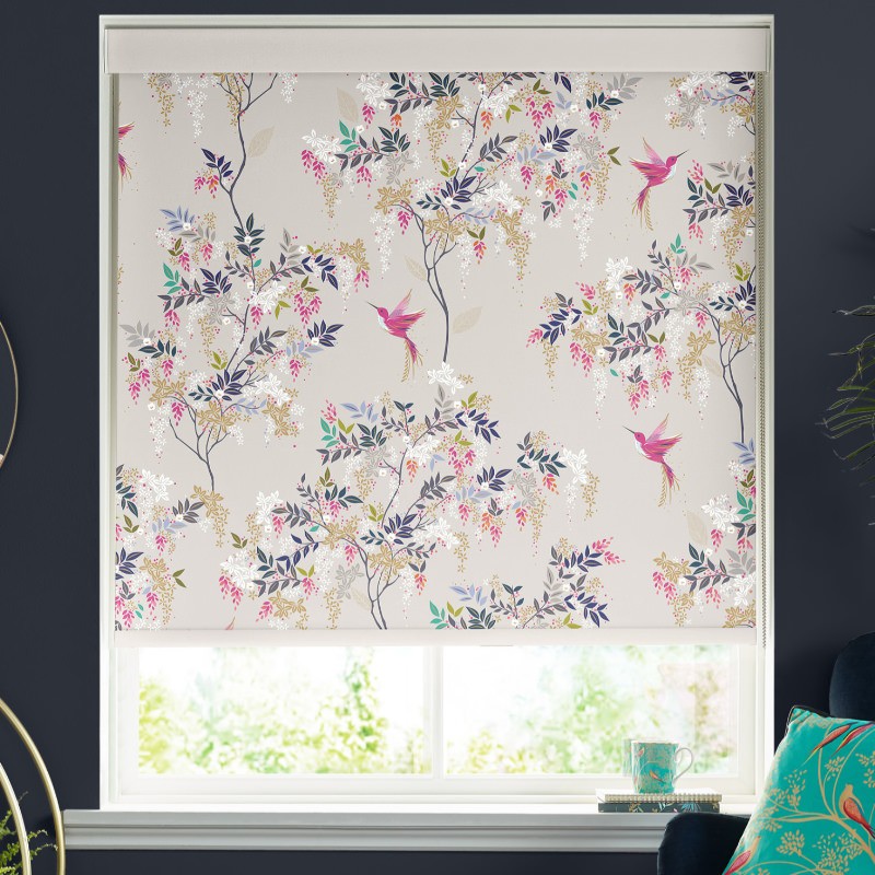 Sara Miller Hummingbird Oyster Dimout Roller Blind