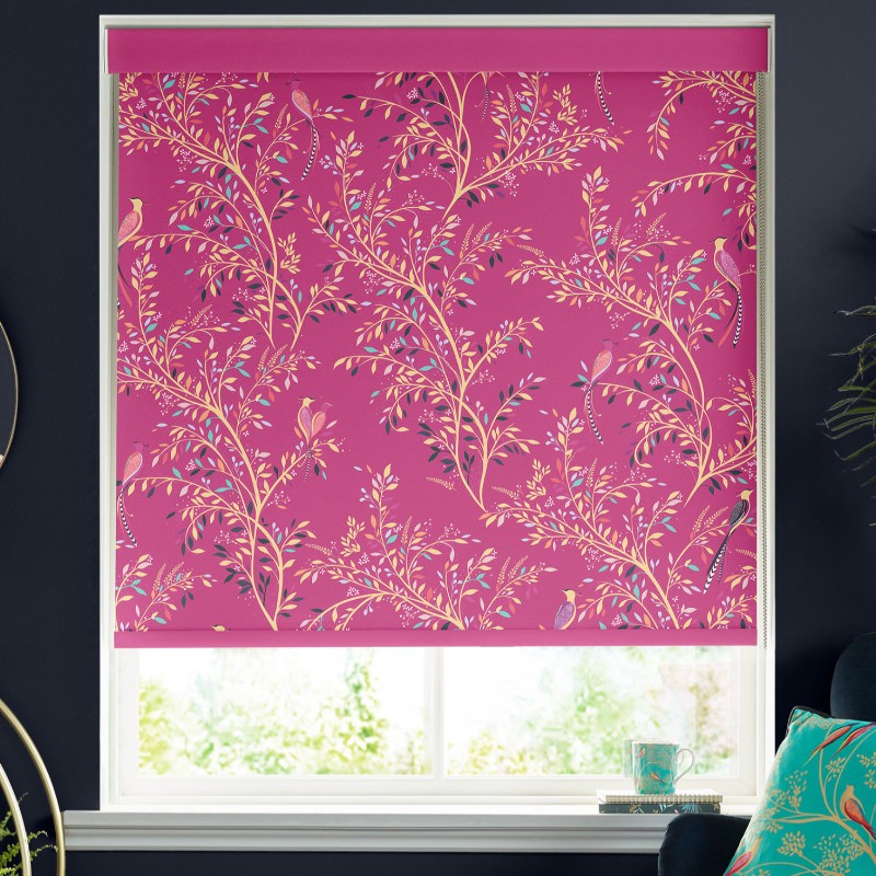 Sara Miller Birds of Paradise Fuchsia Blackout Roller Blind
