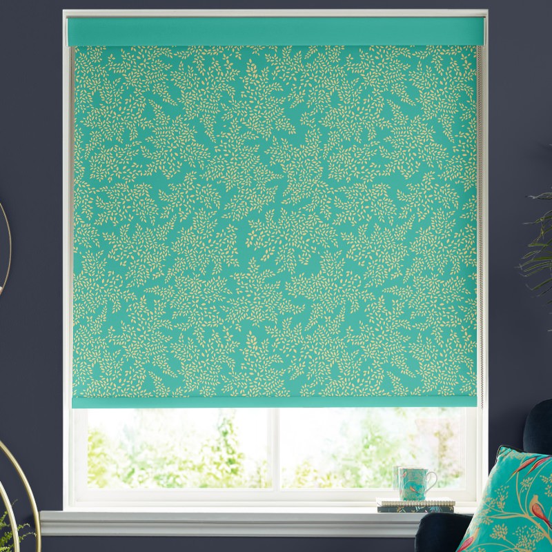 Sara Miller Little Leaves Green Dimout Roller Blind
