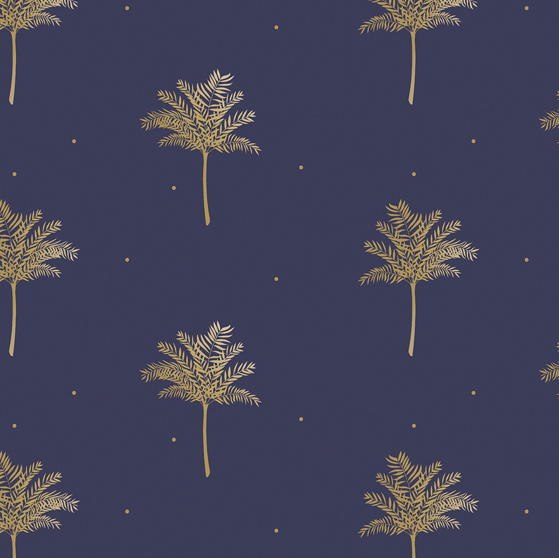 Sara Miller Small Palm Tree Navy Blackout Roller Blind