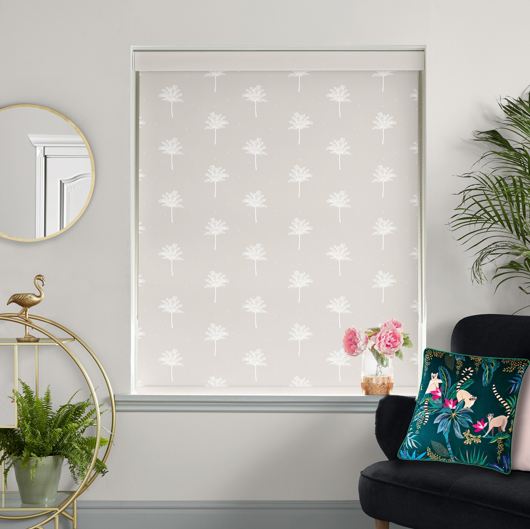 Sara Miller Small Palm Tree Linen Blackout Roller Blind