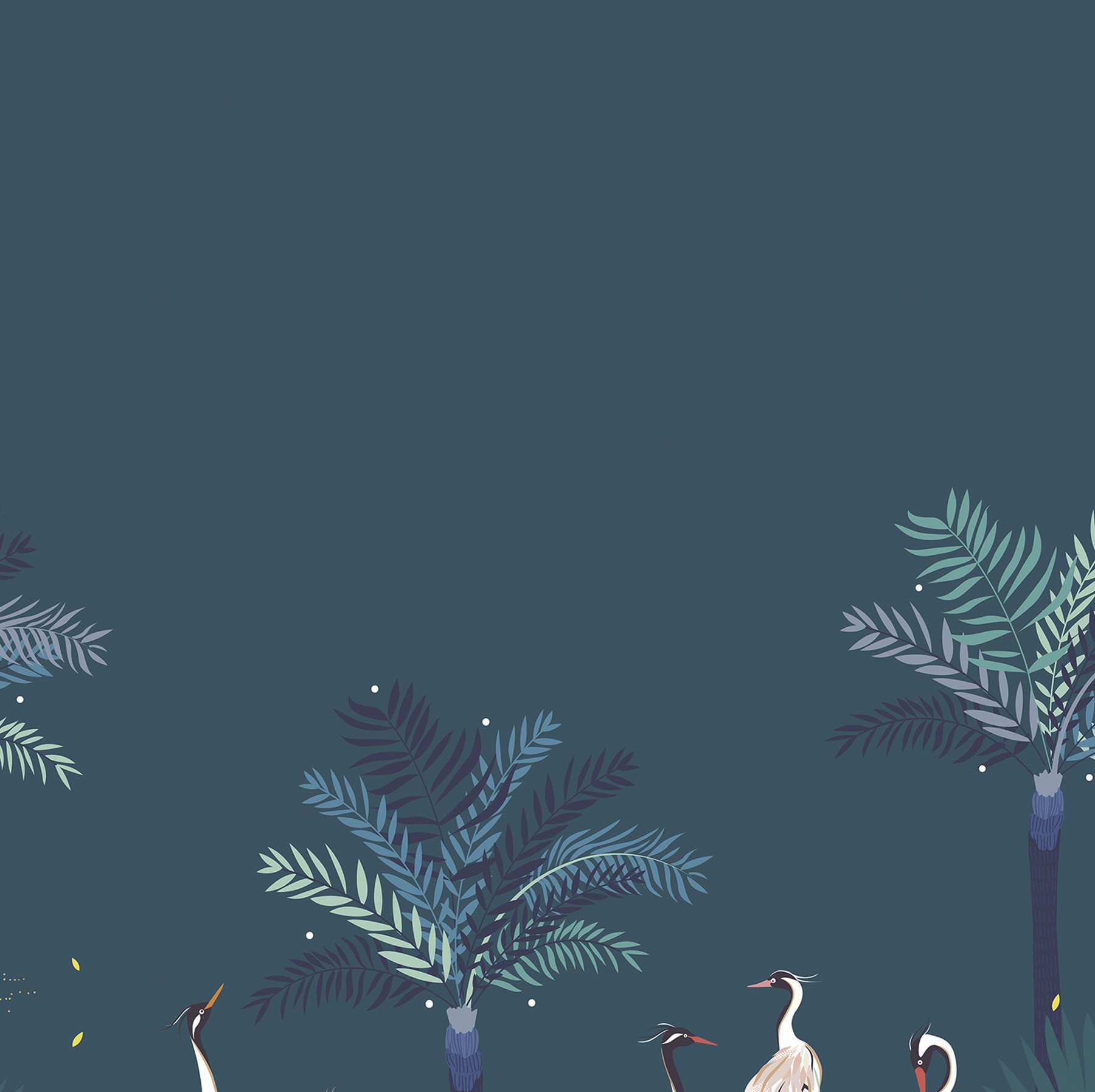 Sara Miller Heron Border Teal Dimout Roller Blind