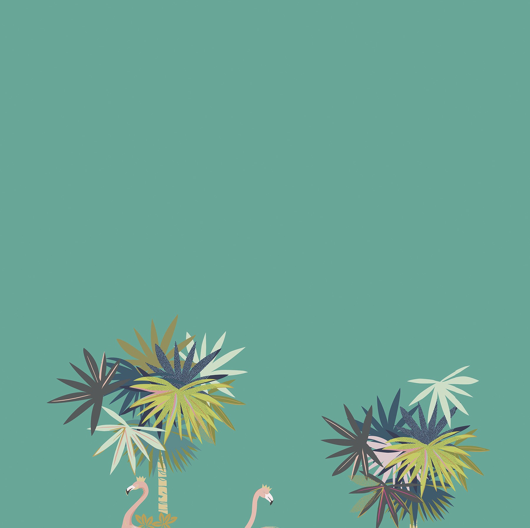 Sara Miller Flamingo Border Green Blackout Roller Blind