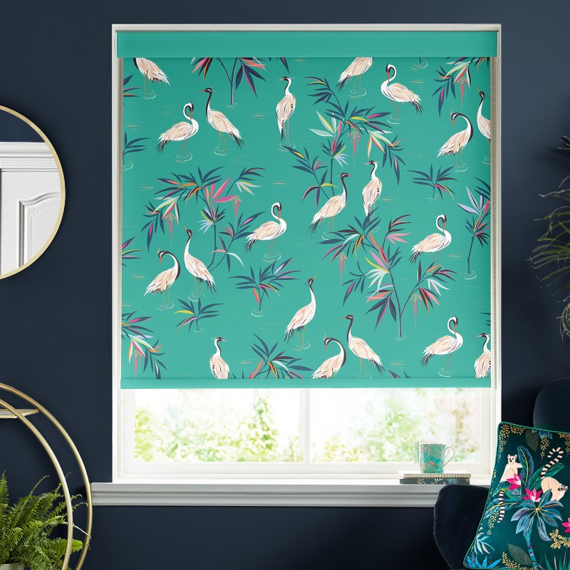 Sara Miller Heron Green Dimout Roller Blind
