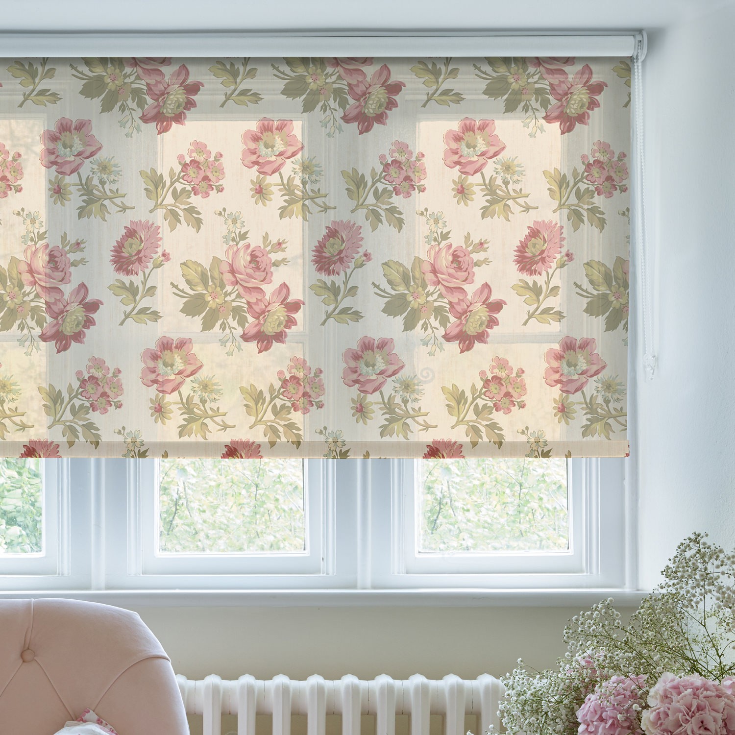 eloise sheer vintage pink sheer roller blind