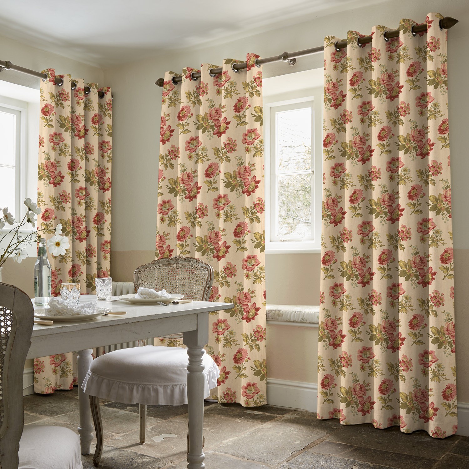 eloise vintage pink floral curtains