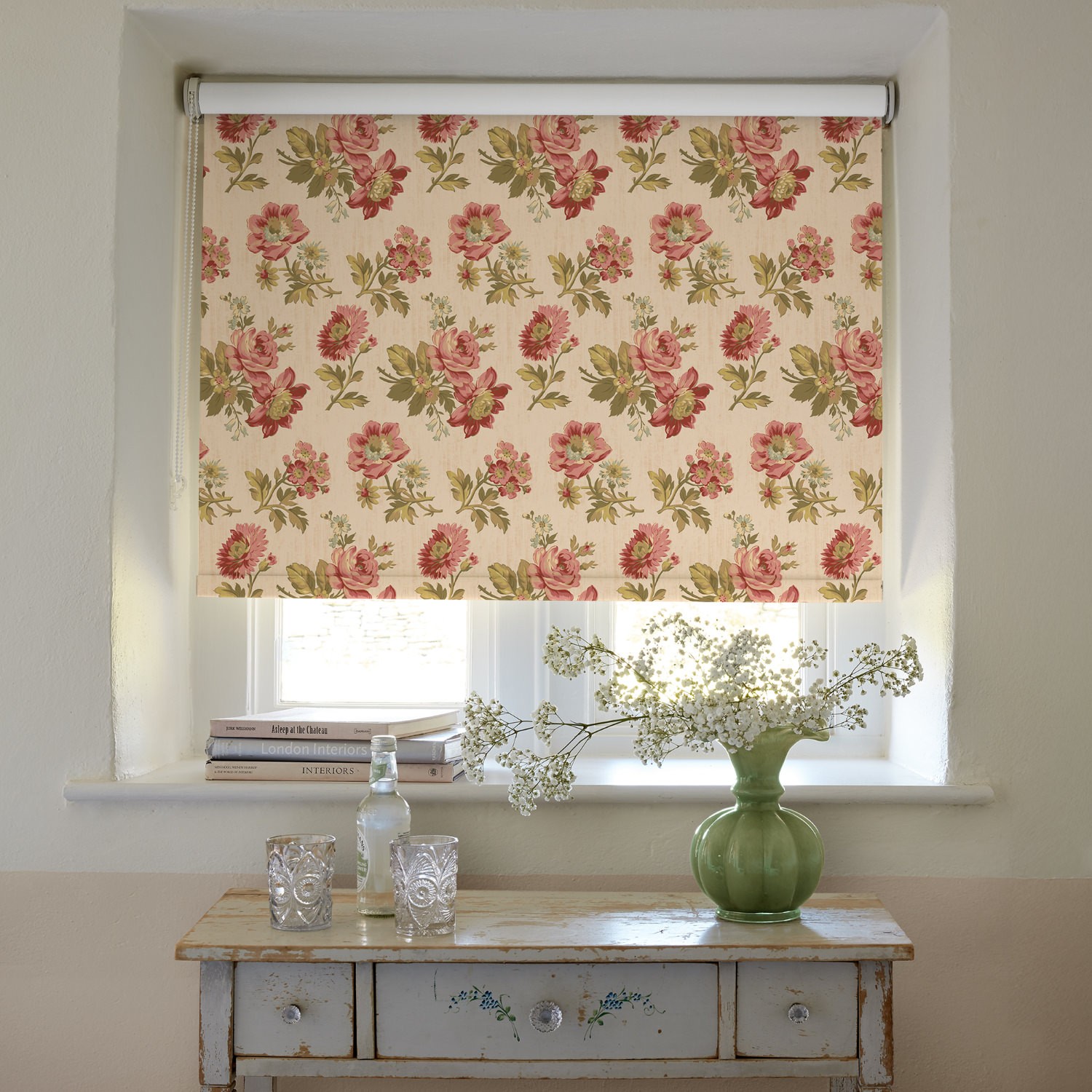 eloise vintage pink soft touch blackout roller blind
