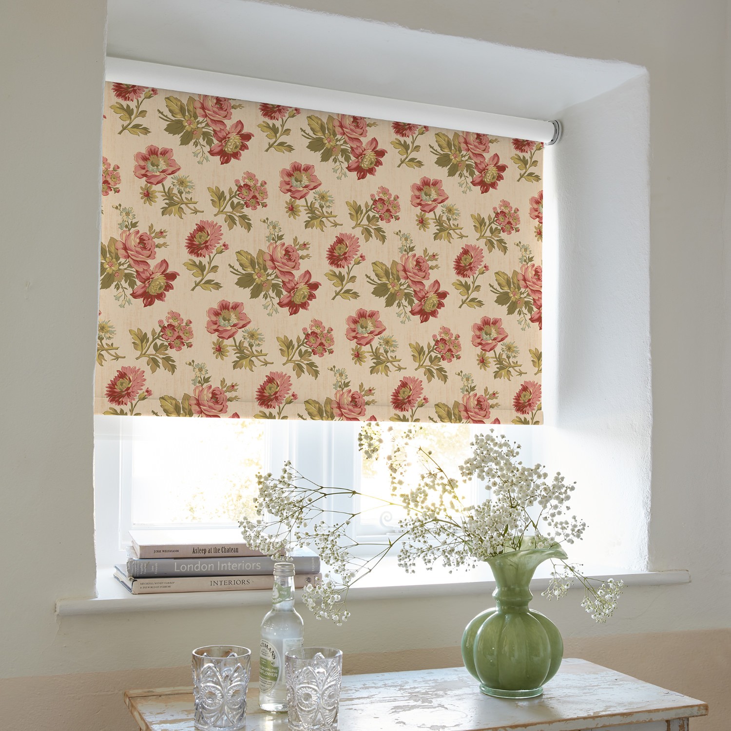 eloise vintage pink soft touch blackout roller blind