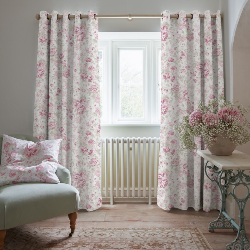 Romantic Rose Pink Floral Curtains