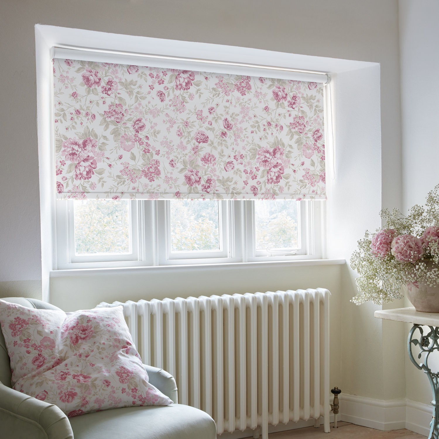 romantic rose pink soft touch blackout roller blind