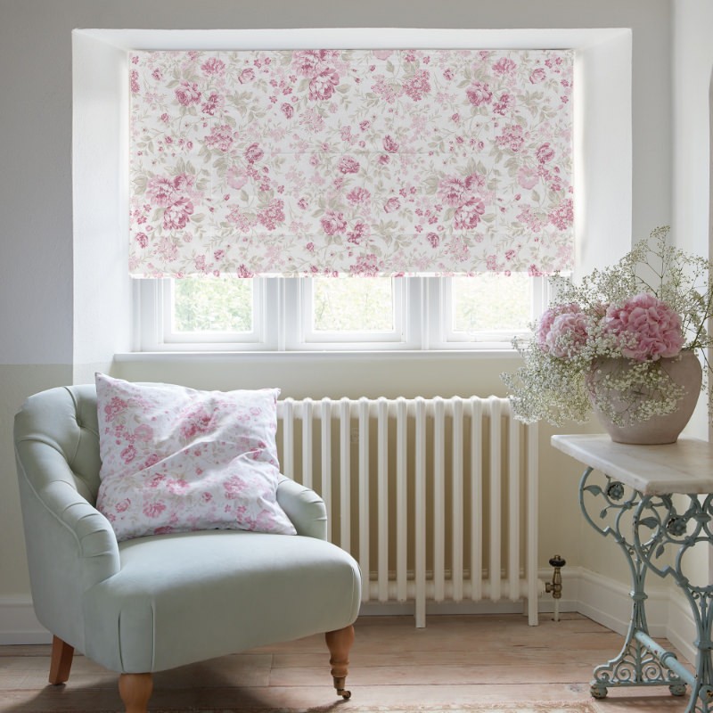 Romantic Rose Pink Floral Roman Blind