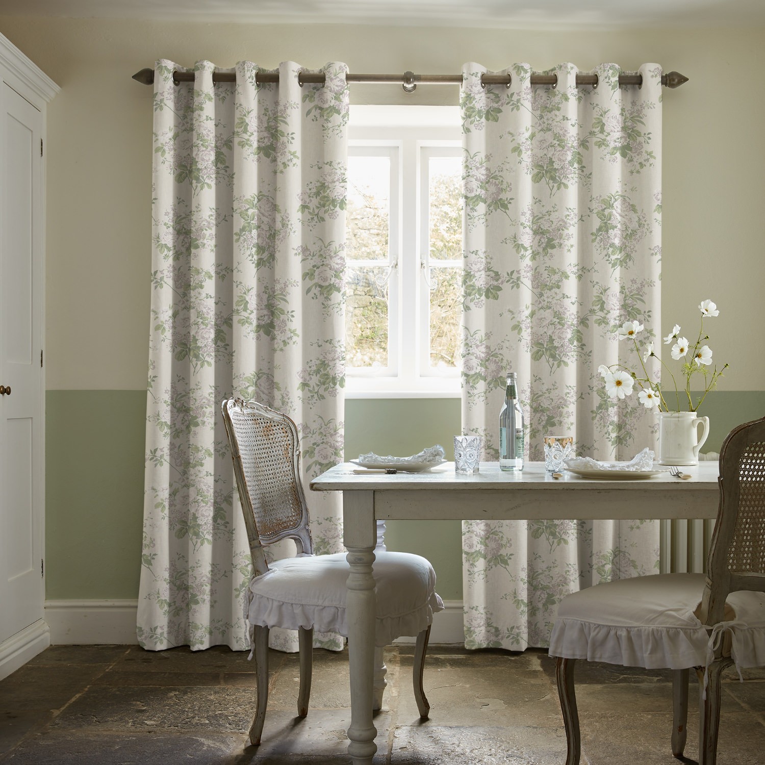 rose chintz natural floral curtains
