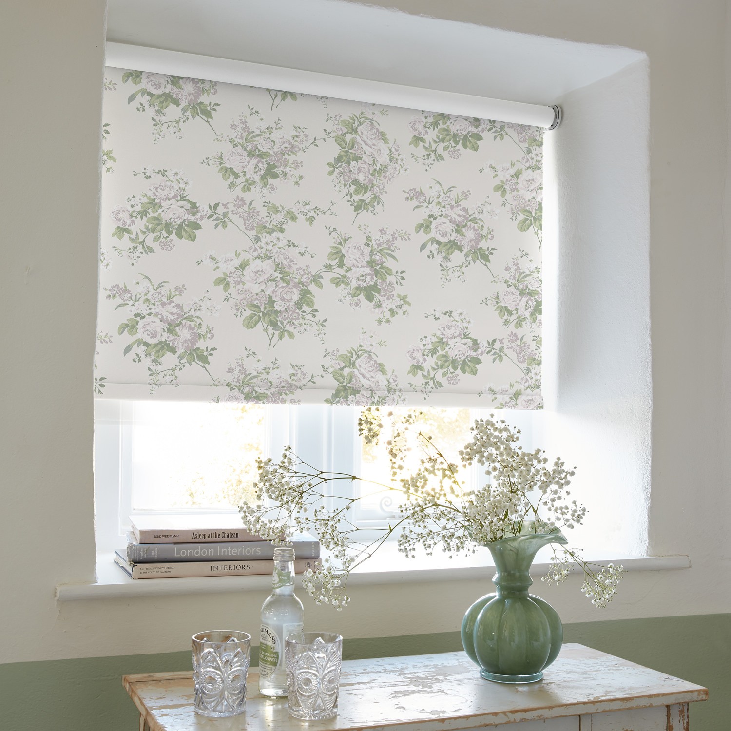 rose chintz natural soft touch blackout roller blind