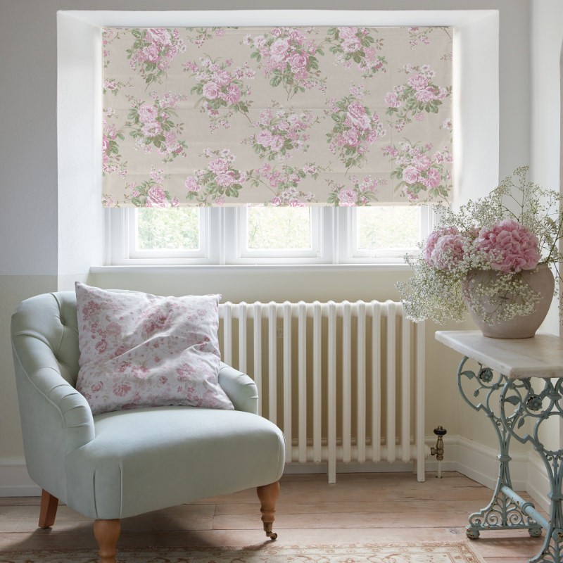 Rose Chintz Pink Floral Roman Blind