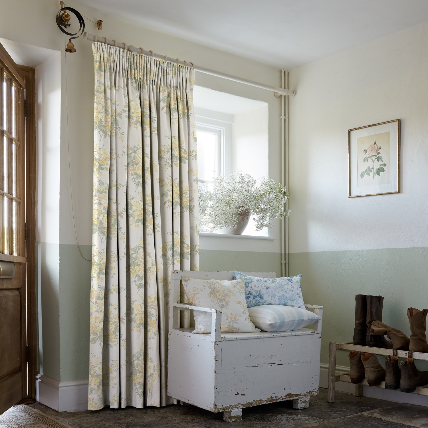 rose chintz yellow floral curtains