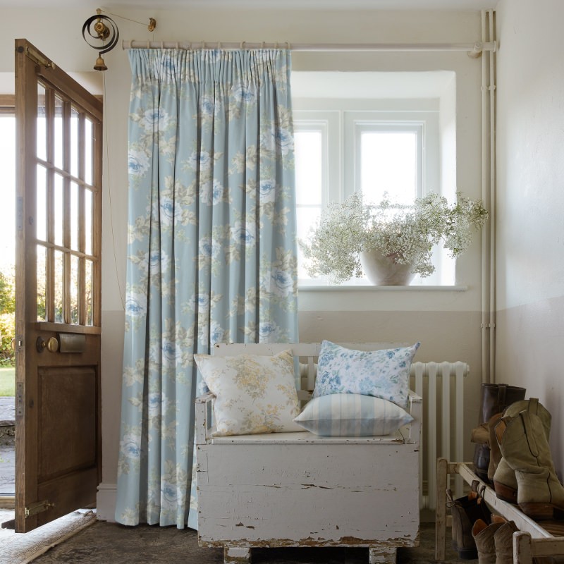 Royal Bouquet Blue Floral Curtains