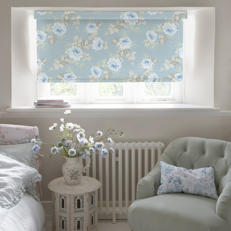 Royal Bouquet Blue Soft Touch Blackout Roller Blind