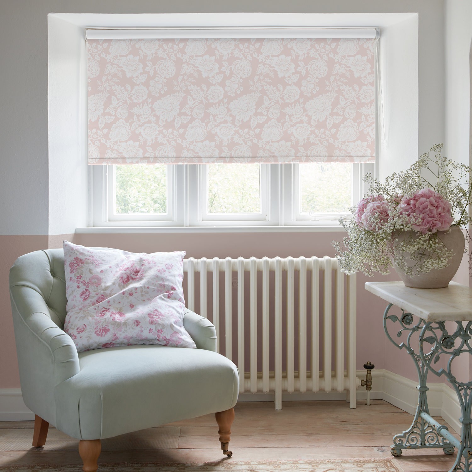 stipple dusky pink soft touch blackout roller blind