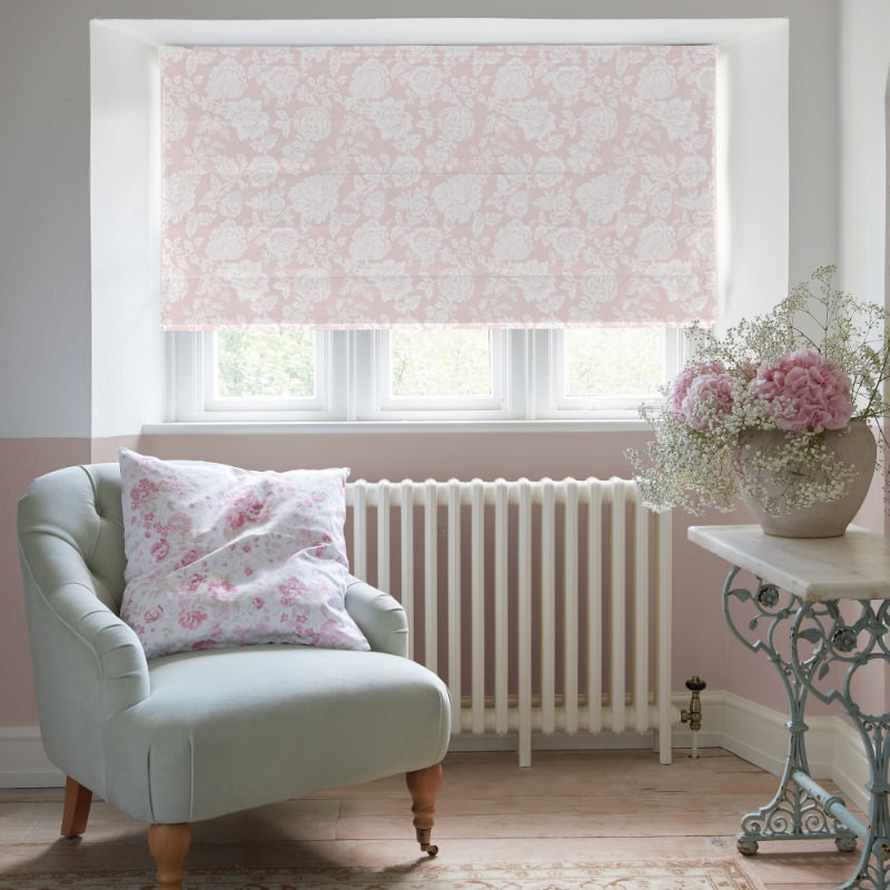 Stipple Dusky Pink Floral Roman Blind