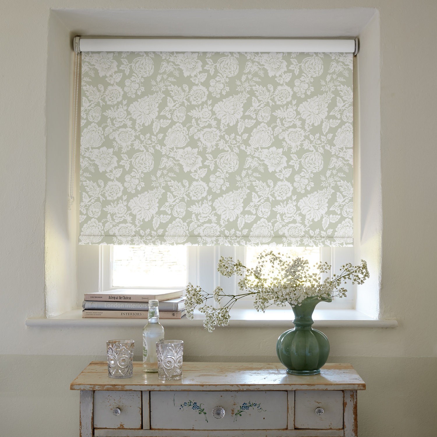 stipple sage soft touch blackout roller blind
