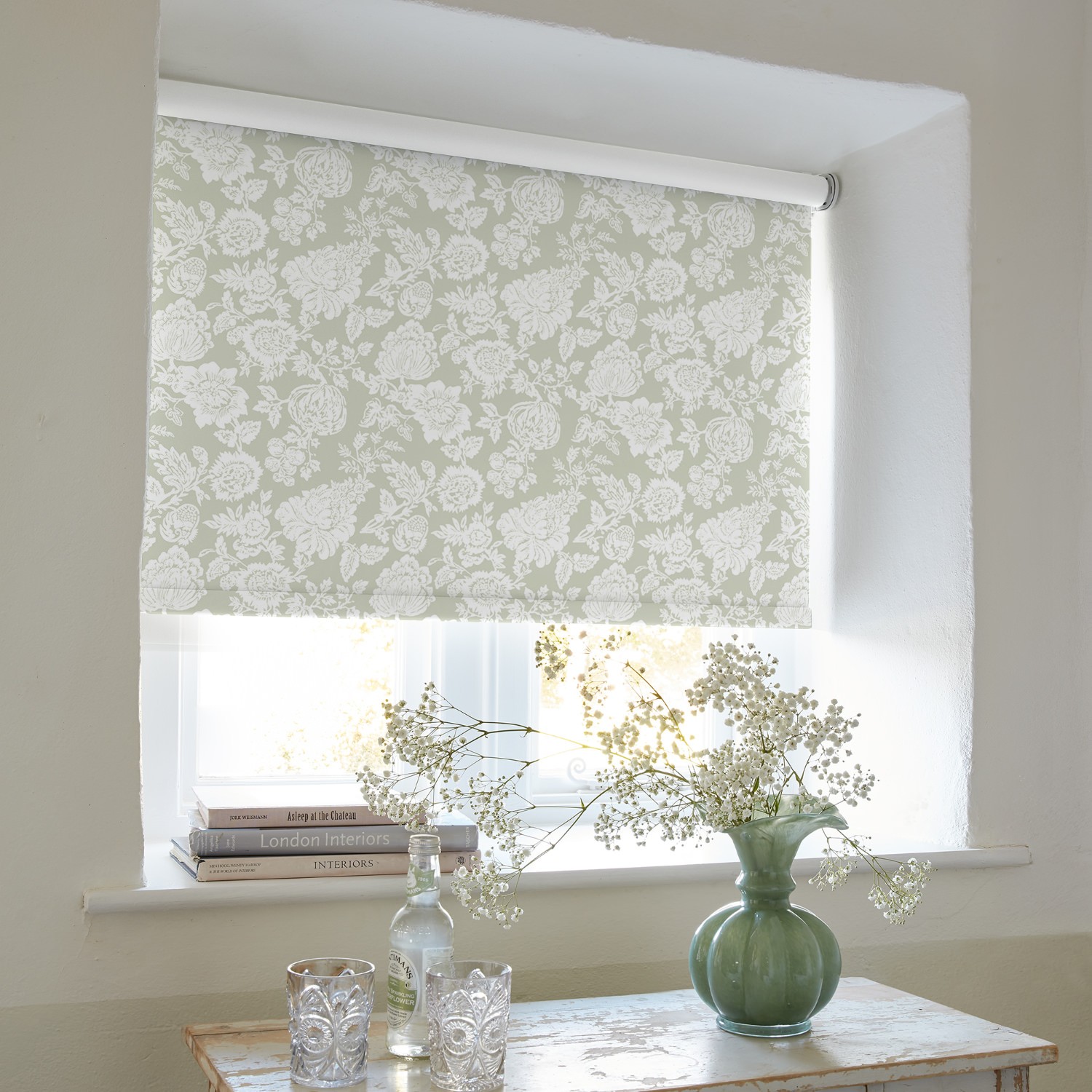 stipple sage soft touch blackout roller blind