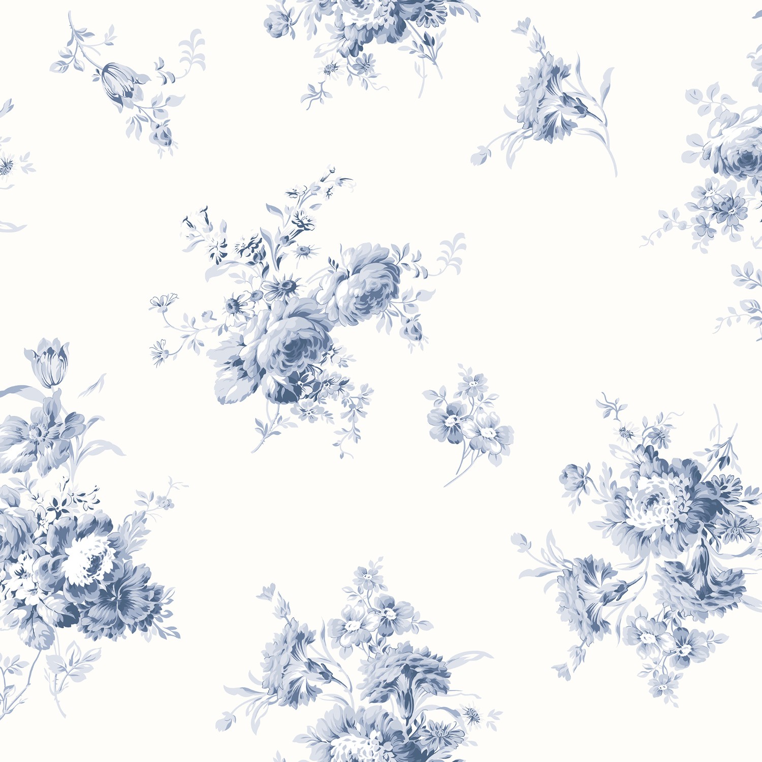 sunbleached floral china blue floral roman blind