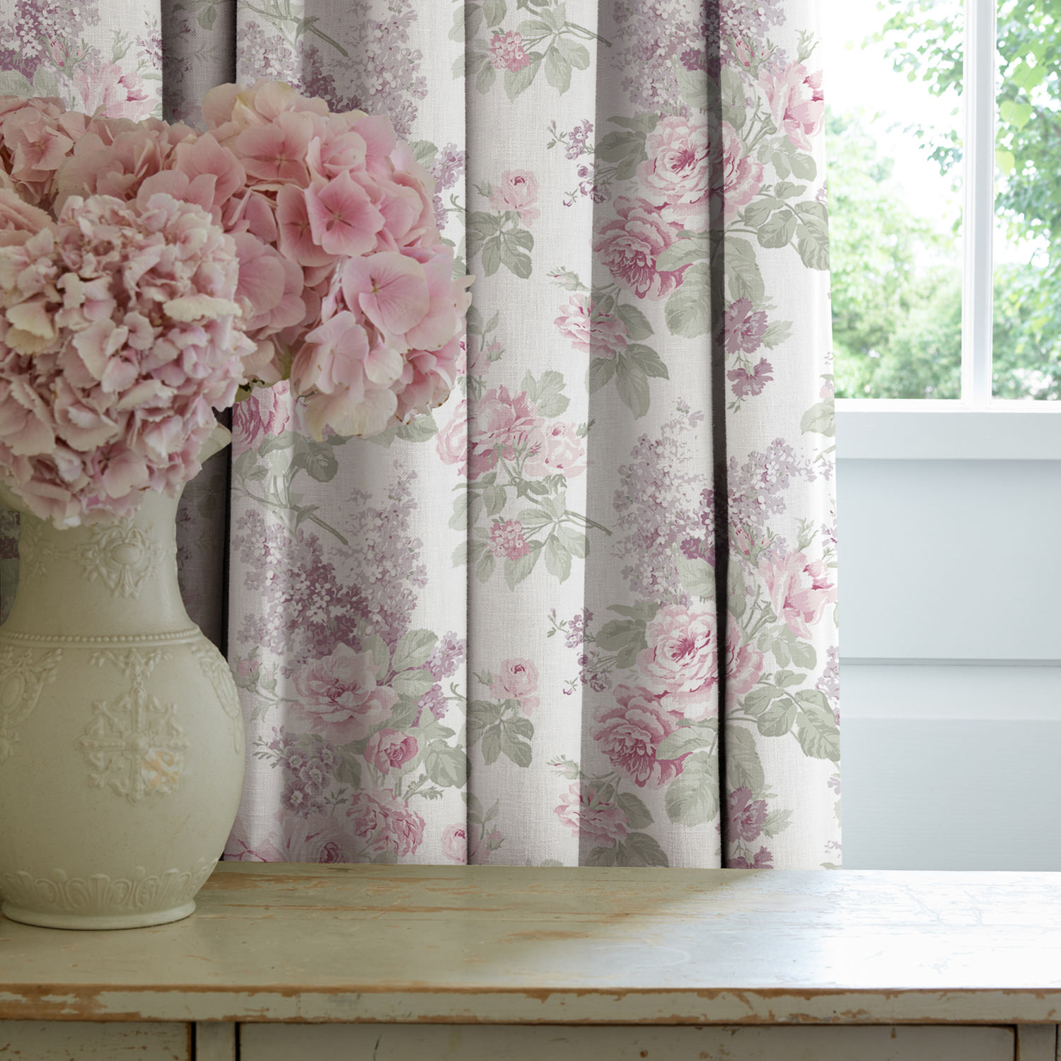 wild garden lilac floral curtains